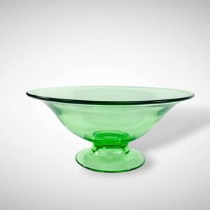 Uranium Glass Compote Green Depression Glass Candy Bowl Early 1900s